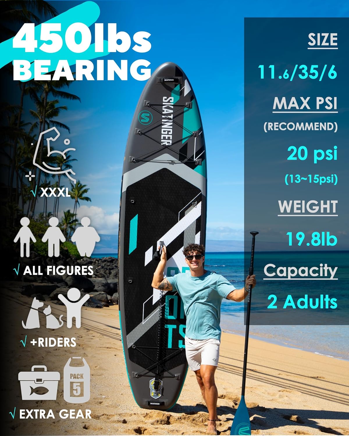 Sports Grey 350x89x15 cm (11'6'') yoga SUP