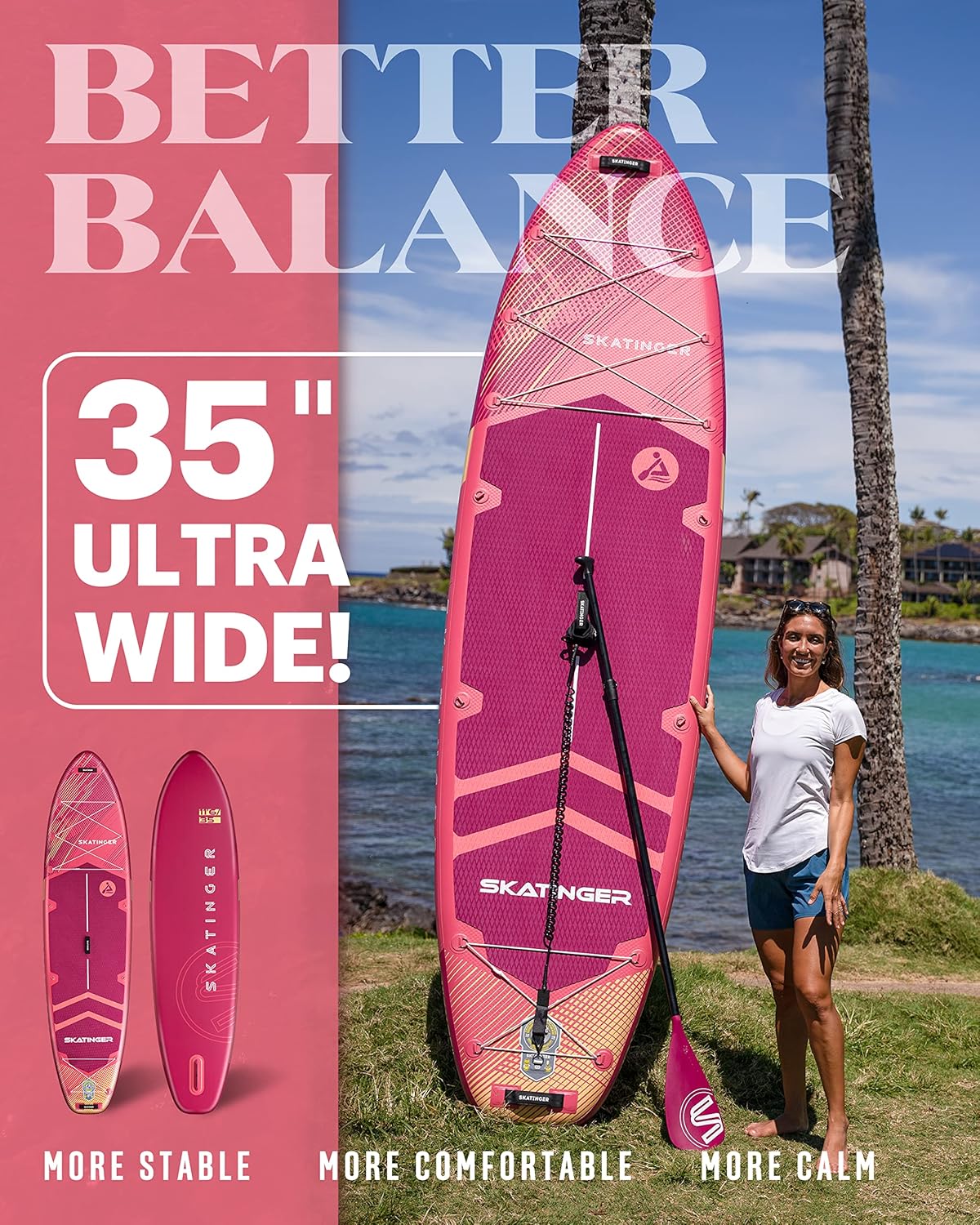 Prana Meteor Pink 350x89x15 cm (11'6'') yoga board